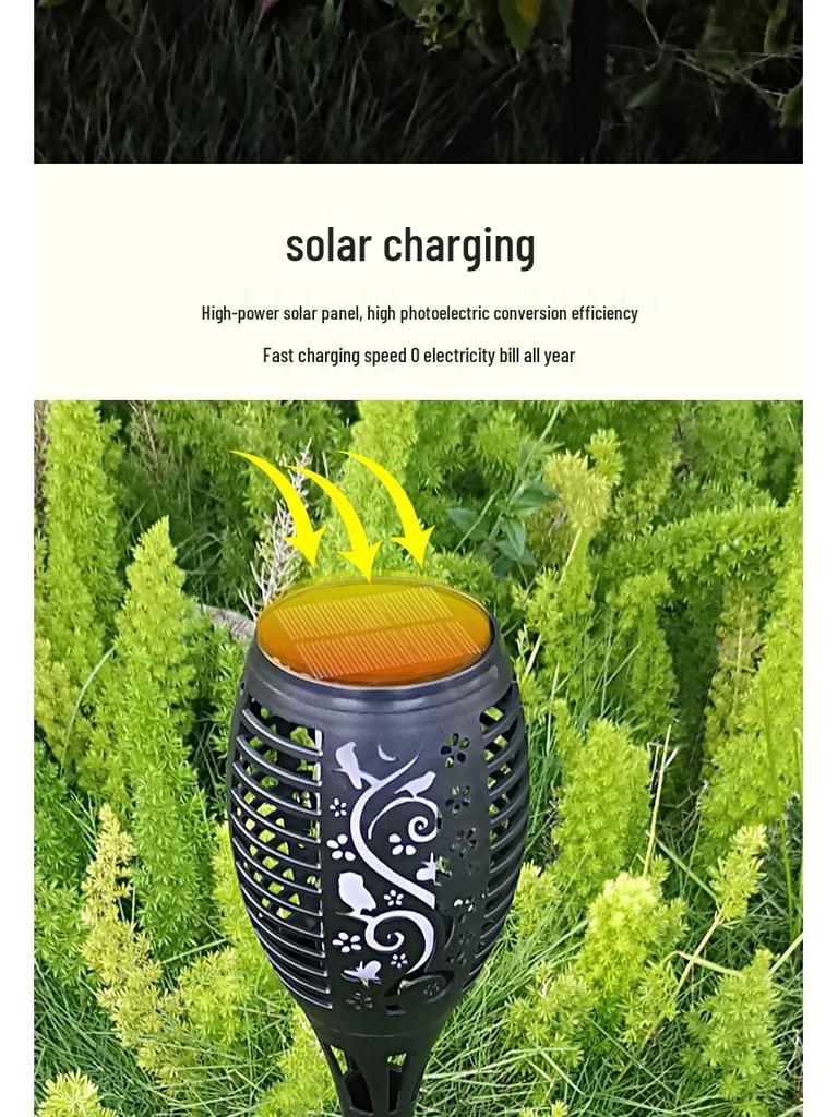 Solar Flame Torch Light for Outdoor Garden, Lawn, Fence, Patio, and Bar Counter