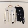 Floral Embroidery Pullover Sweater High Quality Women Elegant O Neck Knitted Tops
