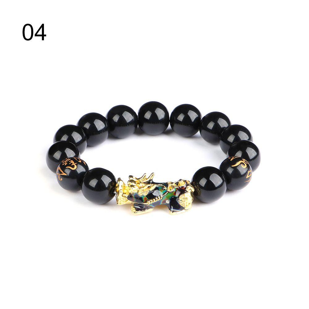 Черная цепь позолоченный температурный талисман с подвеской PiXiu бисер браслет на удачу браслет