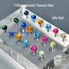 F136 Titanium Alloy Opal Tongue Ring with Internal Thread - Aurora Jelly Design