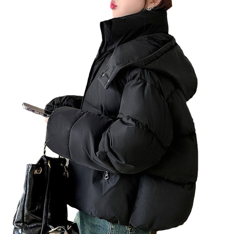 МОДА 2024 Зимняя новая одежда с пуховой подкладкой Женская свободная короткая одежда с капюшоном с подкладкой Утепленные куртки Утолщенная студенческая одежда для хлеба Одежда