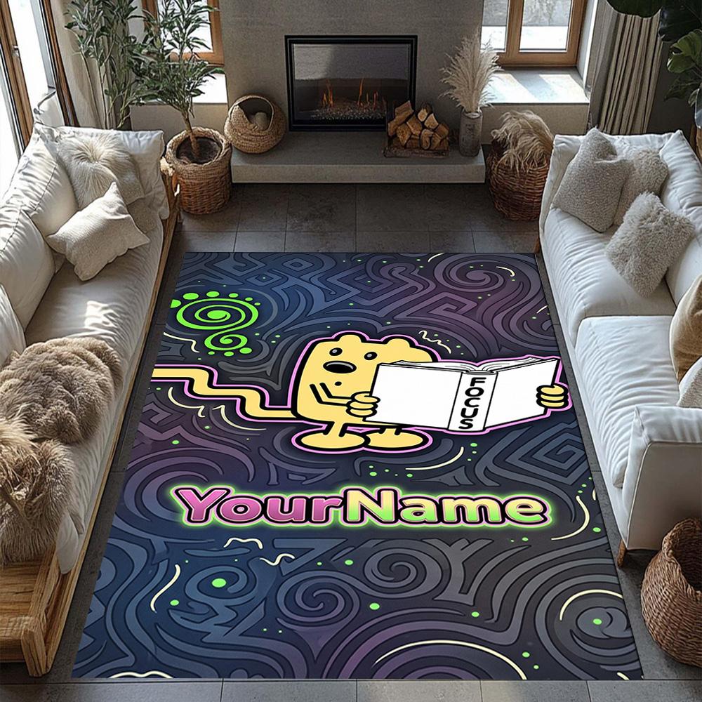 Wow! Wow! Wubbzy Customize Text Floor Rug Office Rug Design for Bedrooms Playrooms Balcony Living Rooms Antislip Carpet Office home decor