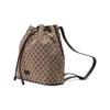 Gucci GG Supreme Drawstring Bucket Bag Beige Brown Leather Trim Drawstring Closure Shoulder Handbag for Men Daily Commute Travel 449175-KY9MN-9790
