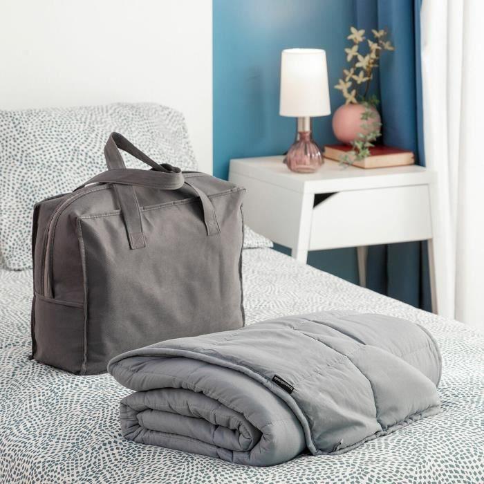 Couverture Lestée - INNOVAGOODS - 120x180 cm - Gris - 5 Couches - Sac de Transport