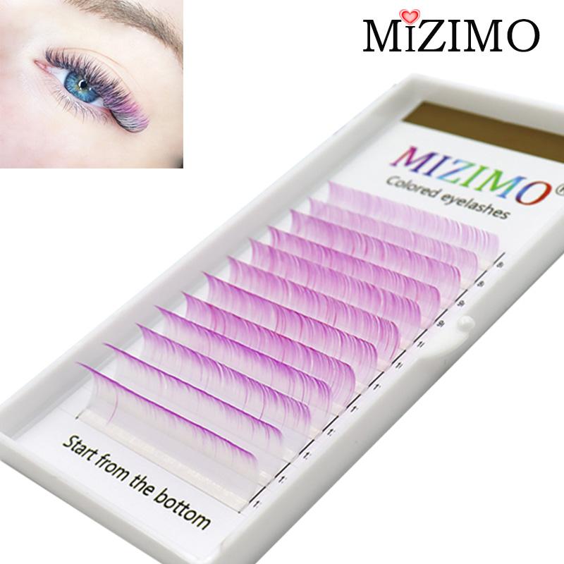 Color Grafting False Eyelashes 0.07 8-15mm Yellow, Blue, Bicolor, Bright Personality and a Few Hairs Extension Tool