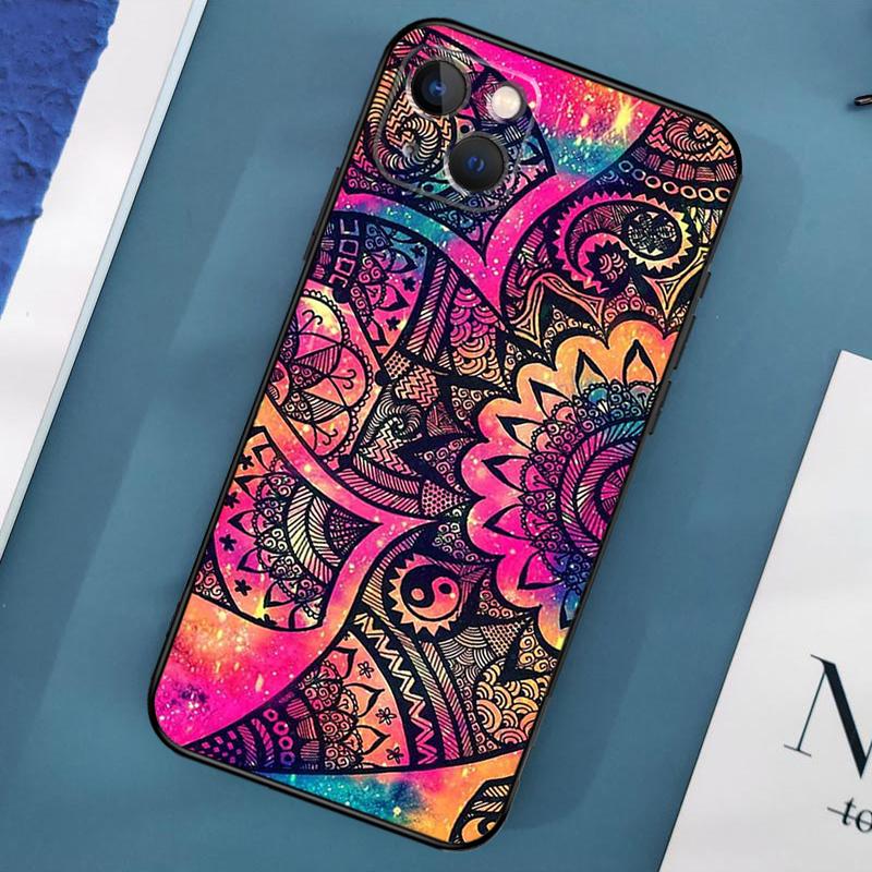 Indian Pattern Mandala Phone Case For iPhone 15 13 12 11 14 Pro Max Mini X XR XS MAX SE 2020 7 8 Plus Back Cover
