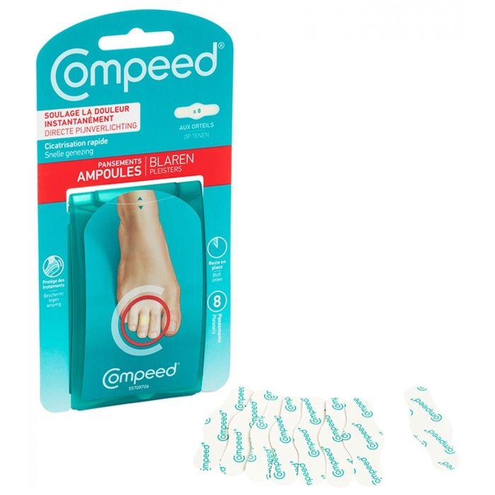 Pansement - Compeed - Ampoules aux Orteils - Boîte de 8 - Hypoallergénique - Imperméable aux bactéries