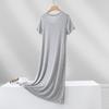 A New Summer Style Korean V-neck Short-sleeved, Large-sized, Loose and Casual Mid-length Dress for Women