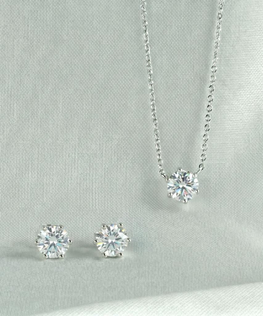 Dieuamour Moissanite 1-Stone Necklace + Earrings Set Gra Certificate