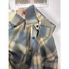 Женская клетчатая рубашка в стиле ретро с начесом - Свободный крой, длинный рукав, верхняя одежда для осени 2024