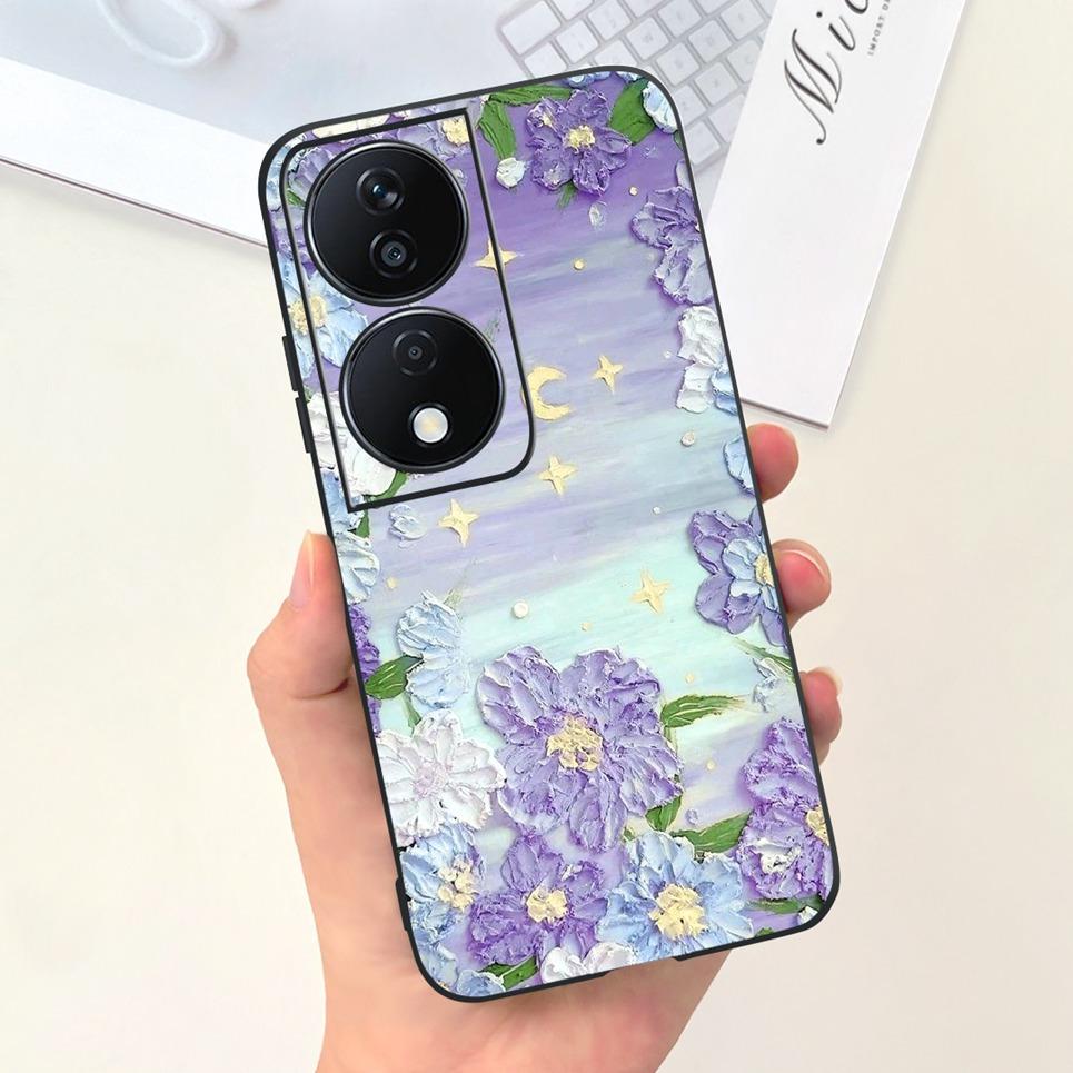 Чехол для Honor X7b Девчачий Модный Цветочный Чехол Бампер для Huawei HonorX7b CLK-LX1 CLK-LX2 6.8" Ударопрочный Мягкий Силиконовый Чехол