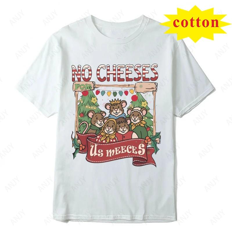 Ragdoll Christmas Carol Meme Printed Tshirt No Cheeses For Us Meeces Fun Mouse Christmas Short Sleeved Street Top