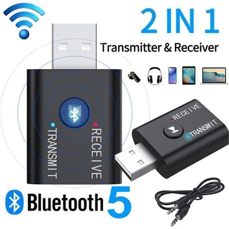 2 в 1 USB Bluetooth 5.0 Dongle адаптер приемник передатчик стерео беспроводной аудио адаптер USB 3,5 мм для настольных ПК наушники