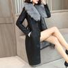Women's Leather Jacket for Winter Plus Velvet Warm Slim Big Fur Collar Long Leather Coat Female Outerwear
