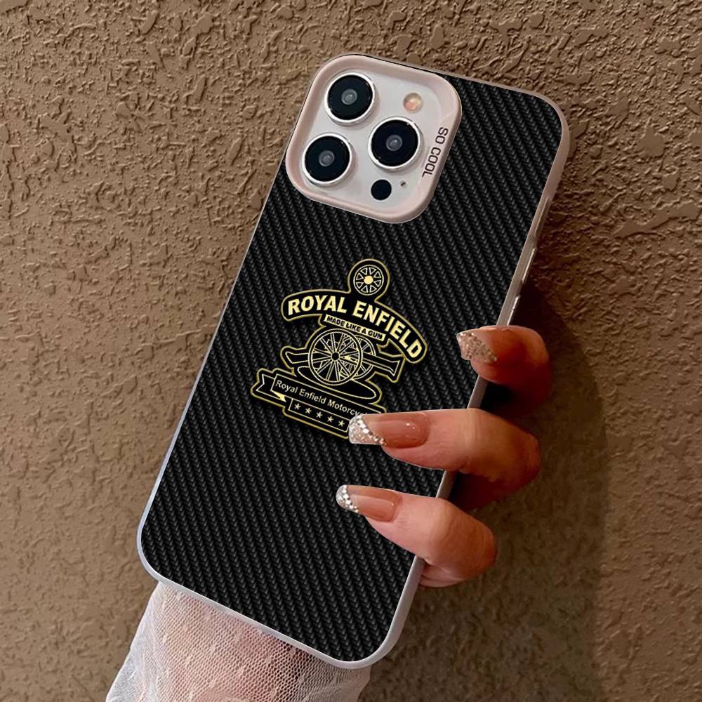 R-ROYALS E-ENFIELDS Логотип Чехол для телефона Для IPhone 16 15 14 13 12 11 17 Pro Max Plus Цвет Серебряный Корпус