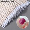 100Pcs Nails Wood Swab Cleaning Sticks Bud Tip Wooden Cotton Head Manicure Detail Corrector Nail Polish Remover 10cm
