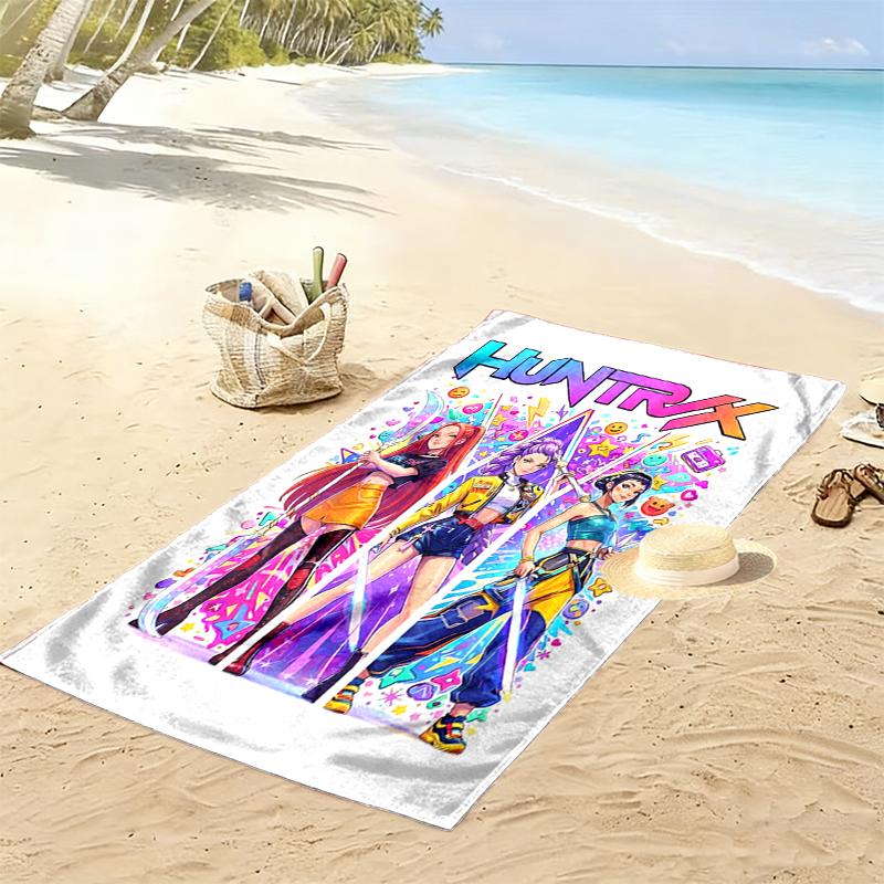 1pc Kpop Demon Hunters Beach Towel Ideal Birthday Gift For Family, A Vibrant Beach Towel Suitable for Outdoor Activities