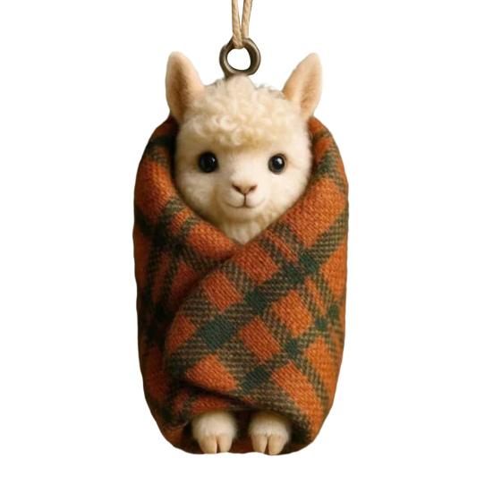 Yousheng Cozy Wrapped Critters Ornament 2D Acrylic Highland Cow Alpaca Hanging Ornament for Holiday Home Party Tree Decor