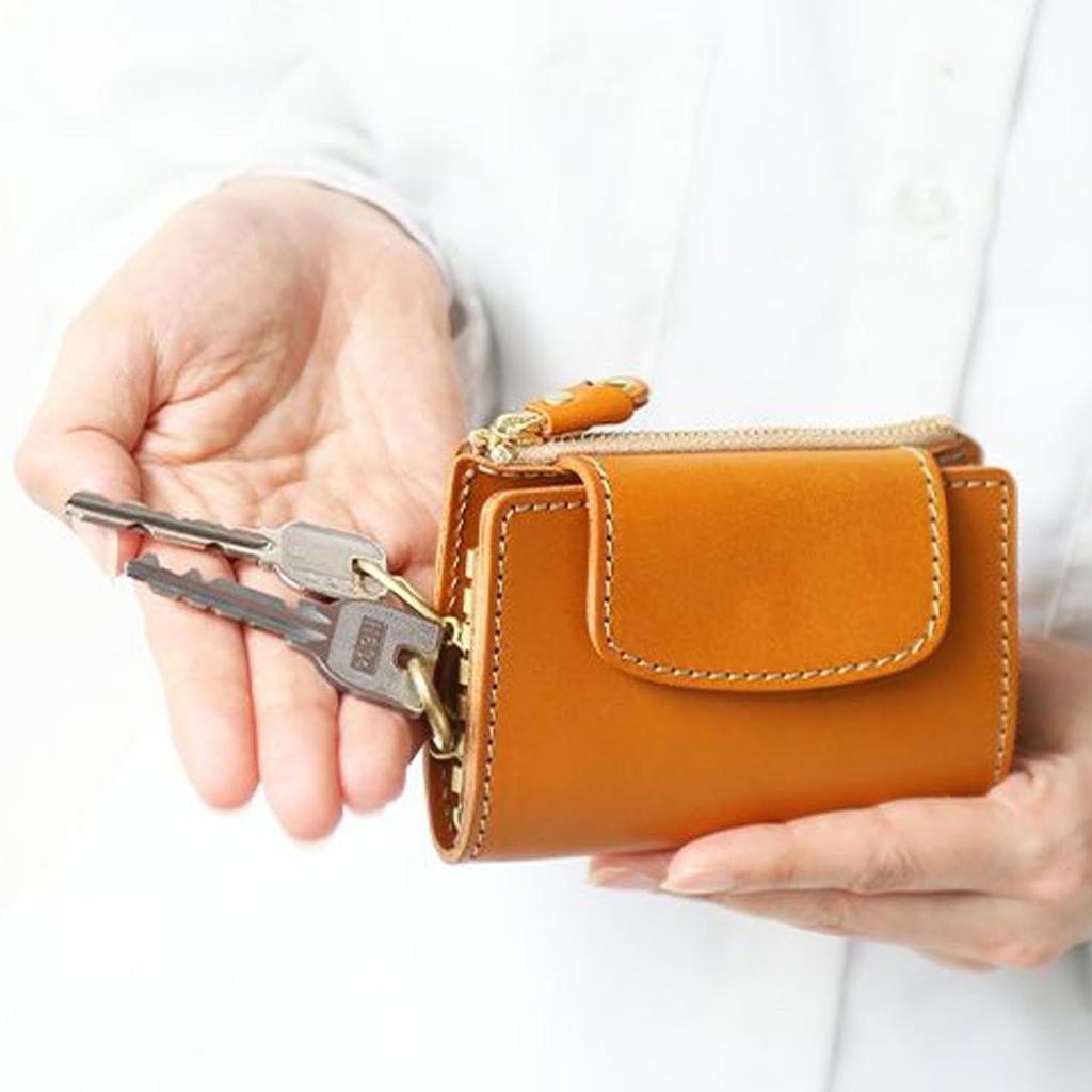 Key Case with Coin Purse Genuine Leather Coin Purse Integrated 6 Rows Tochigi Leather Smart Key Case Key Holder Brand Made In Japan Leather Day