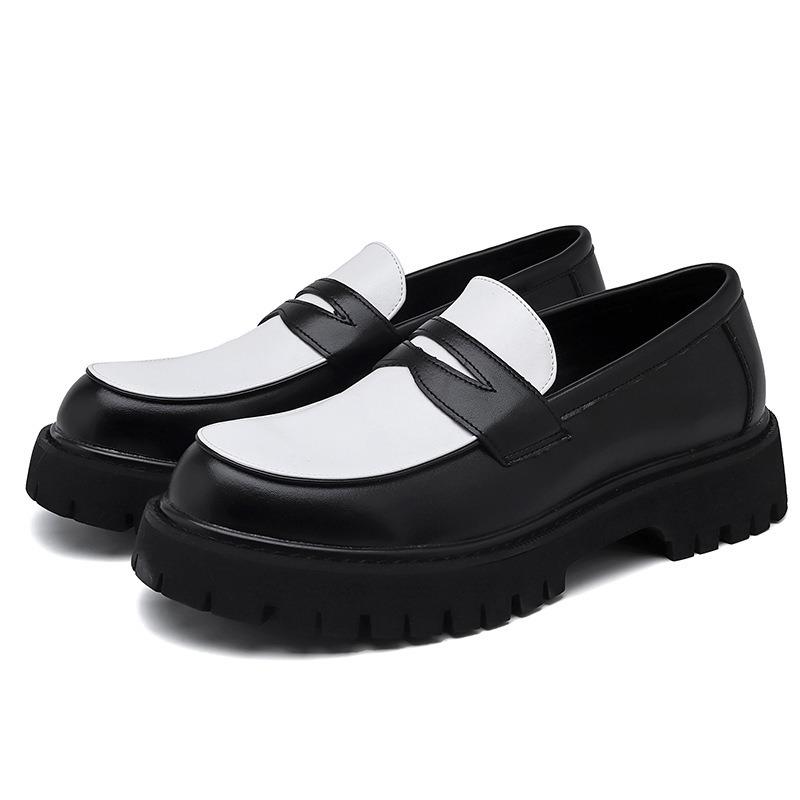 Мужская кожаная обувь большого размера на толстой подошве, увеличивающая рост, ретро, однотонная, повседневная, тренд