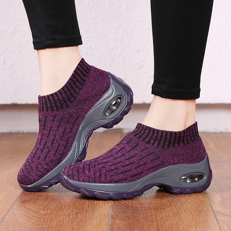 Autumn New Sports Shoes Socks Shoes Mother Shoes Flying Woven Hot-selling Large-size Shoes Women's Platform Rocking Shoes