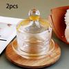 2x Glass Butter Dishes with Lid Storage Container Clear, Kitchen Addition, Keeper Holder Tray
