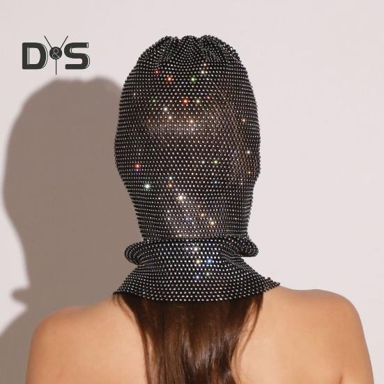 Головной убор с отделкой стразами, ажурный сетчатый дизайн, защита от солнца, открывающая глаза, для выступлений и фестивалей, повязка на голову
