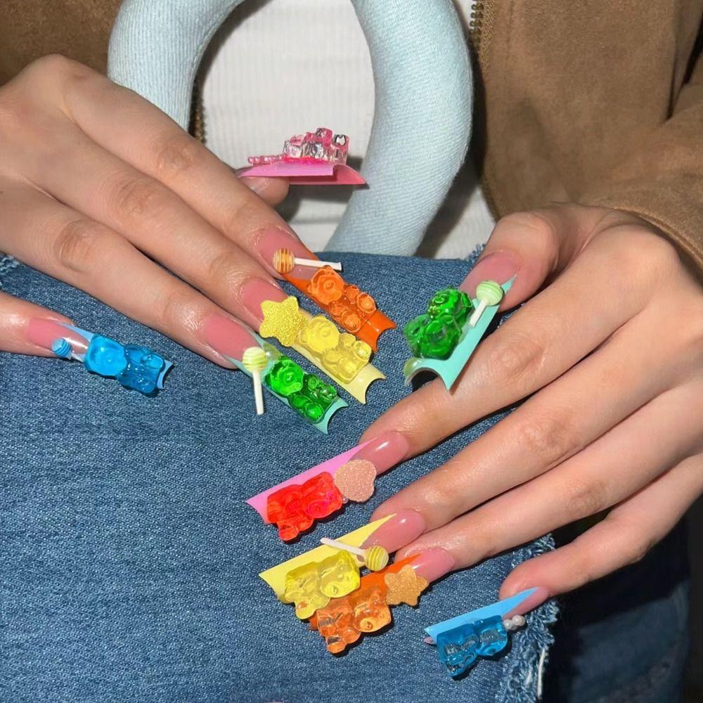 Lollipop Bead Butterfly 3D Resin Nail Charms Mix Colors Nail Accessories DIY Manicure