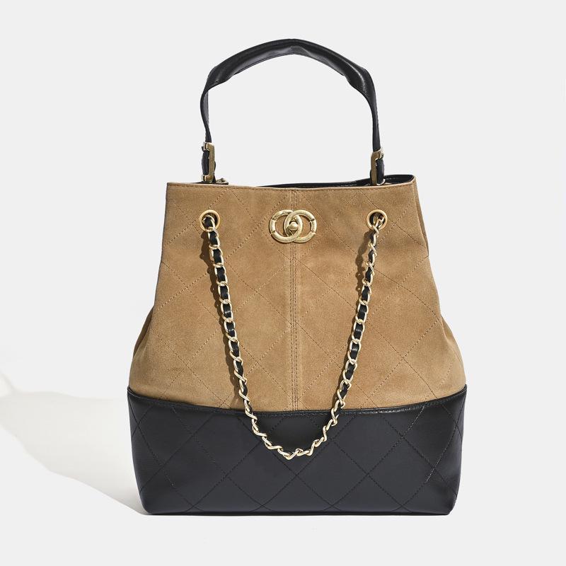 Chic Retro Suede Diamond Pattern Leather Tote Bag for Women