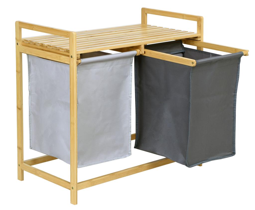 HANOI bamboo laundry or toy basket, 2 compartments, DUO COLOR