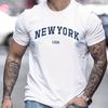 Men's Summer Fashionable Casual Loose Plus Size New York Usa 3D Printed Slim Fit Sports Round Neck Short Sleeved Mens T-shirt