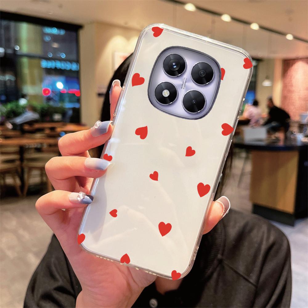 Прозрачный нежелтеющий чехол для телефона Xiaomi Redmi Note 15 Pro+ note15 15c Мультяшное Сердце Любовь Прозрачная Защитная крышка для камеры