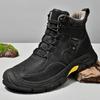 Leather Fashion Outdoor Shoes Men Lace-Up Mens Motorcycle Boots All-match Hiking Ankle Boots 2024 New Male Comfortable Sneakers