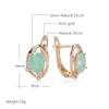 Kinel Water Drop Green Zircon Earrings For Women Rose Gold Color English Earring