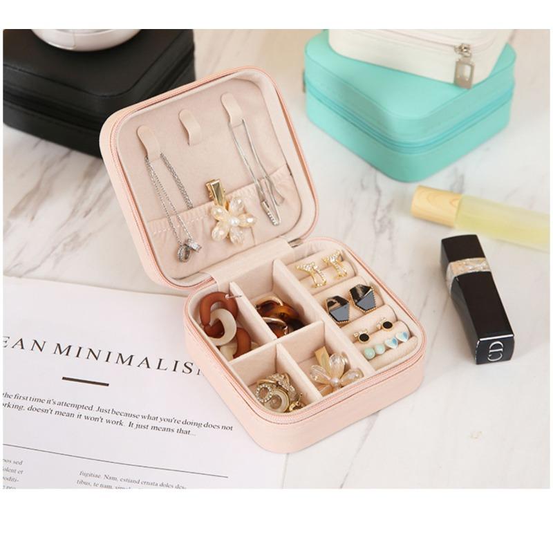 Jewelry box organizer - portable mini box for studs, earrings, bracelets, necklaces, and rings