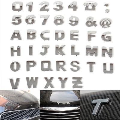 40Pcs (АЗ,0-9) 28 мм наклейки на автомобиль 3D DIY металлический алфавит наклейка эмблема буква серебряный значок украшение для авто логотип стиль