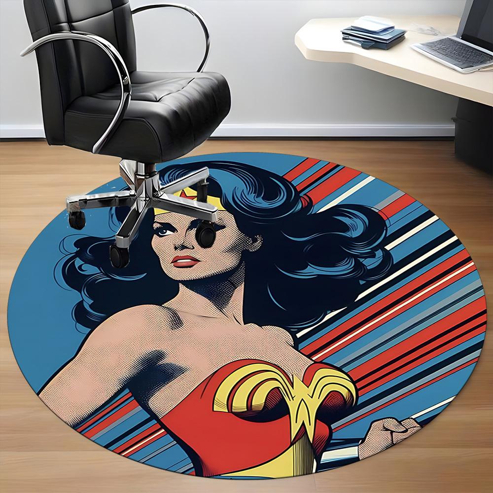 1 шт. Коврик Wonder Woman, Супергеройский офисный круглый ковер, Под офисные стулья, Спальня, Гостиная, Домашний декор, Декор комнаты, Доступен в различных размерах