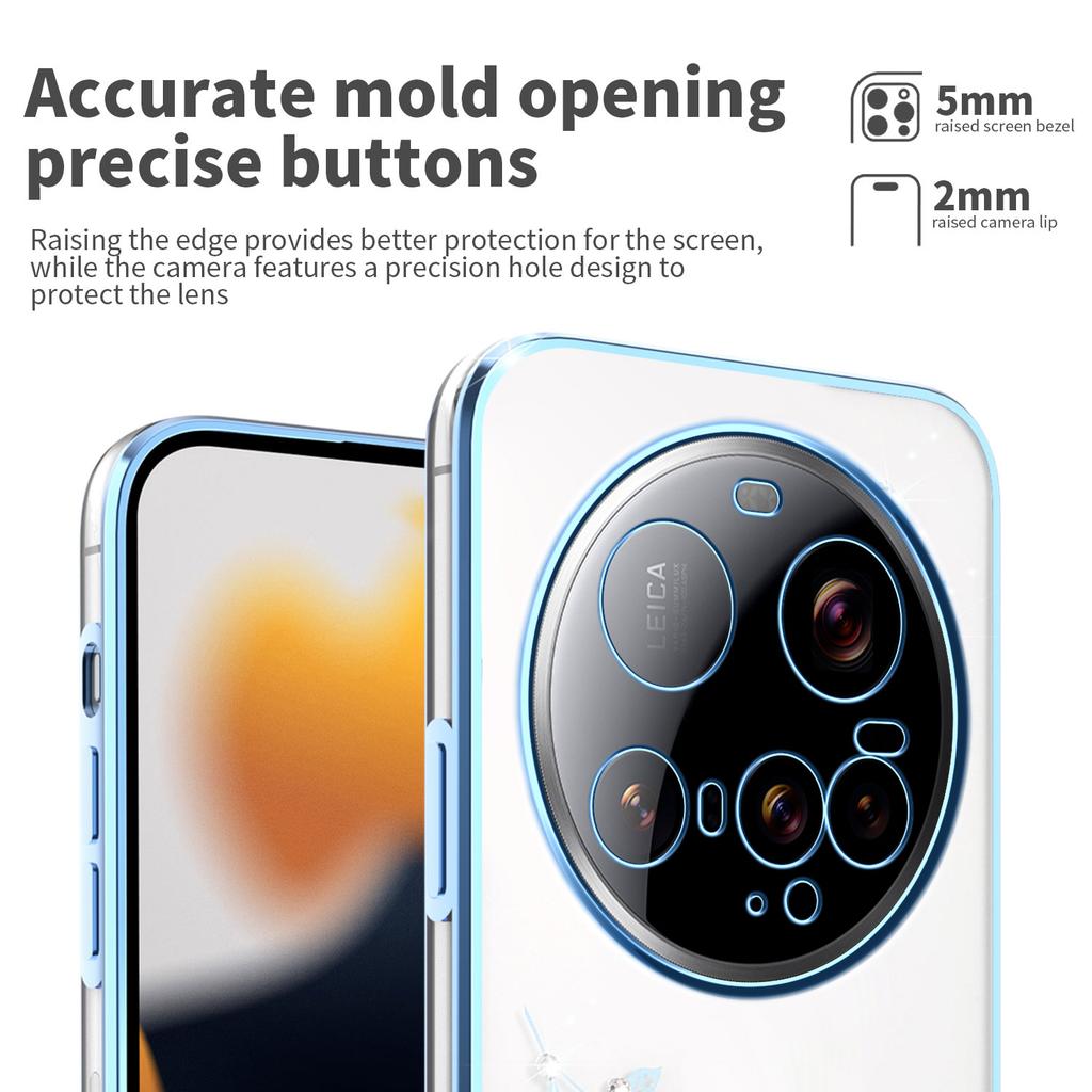 KADEM Чехол для Xiaomi 15 Ultra Цветочный декор из страз Гальваническое покрытие ТПУ Чехол для телефона