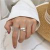 Elegant S925 Sterling Silver Geometric Open Adjustable Ring With Shiny Gold Finish For Women