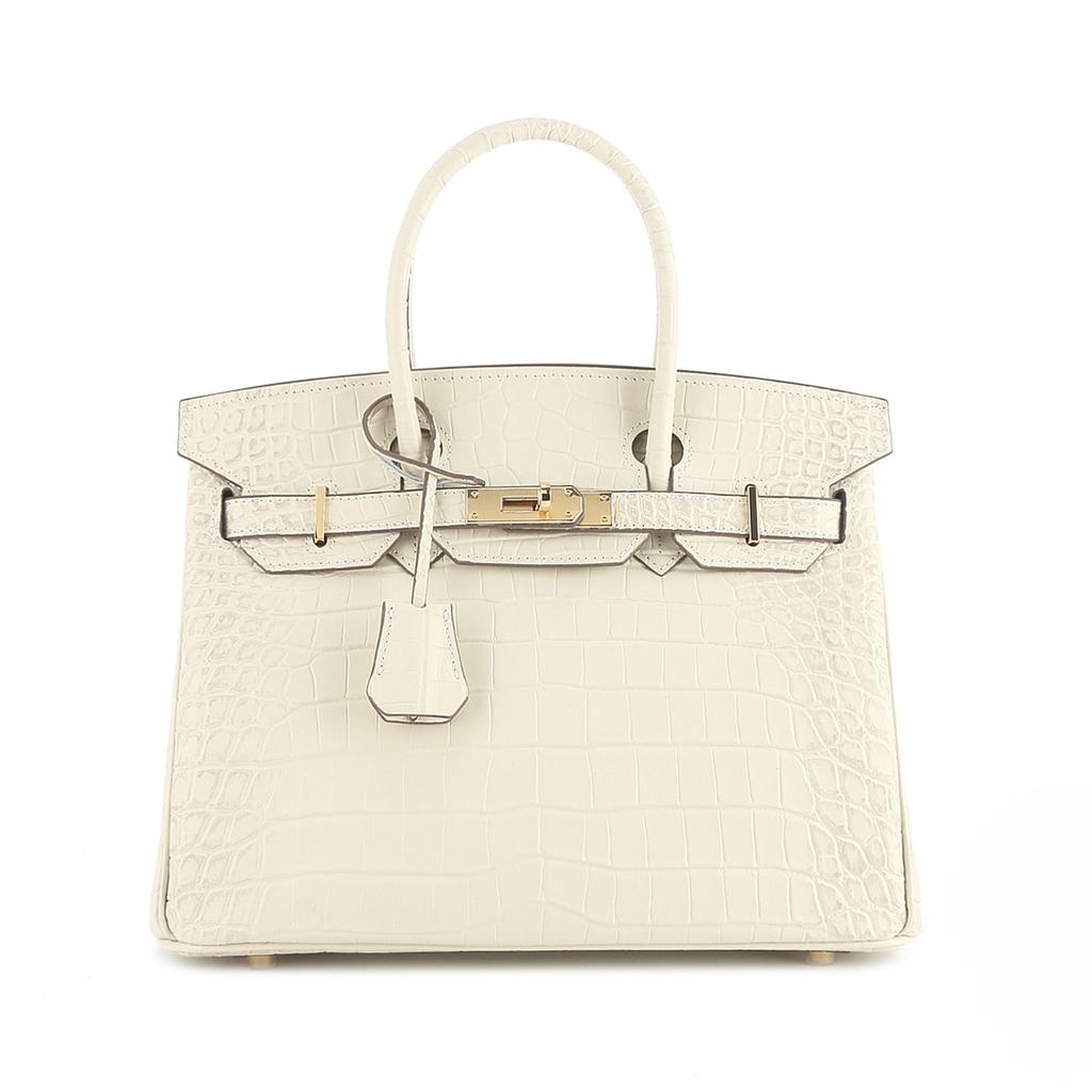 2025 New Matte Crocodile Pattern Platinum Bag With Gold Buckle Elegant Handbag Fashionable Head Layer Leather Shoulder Bag