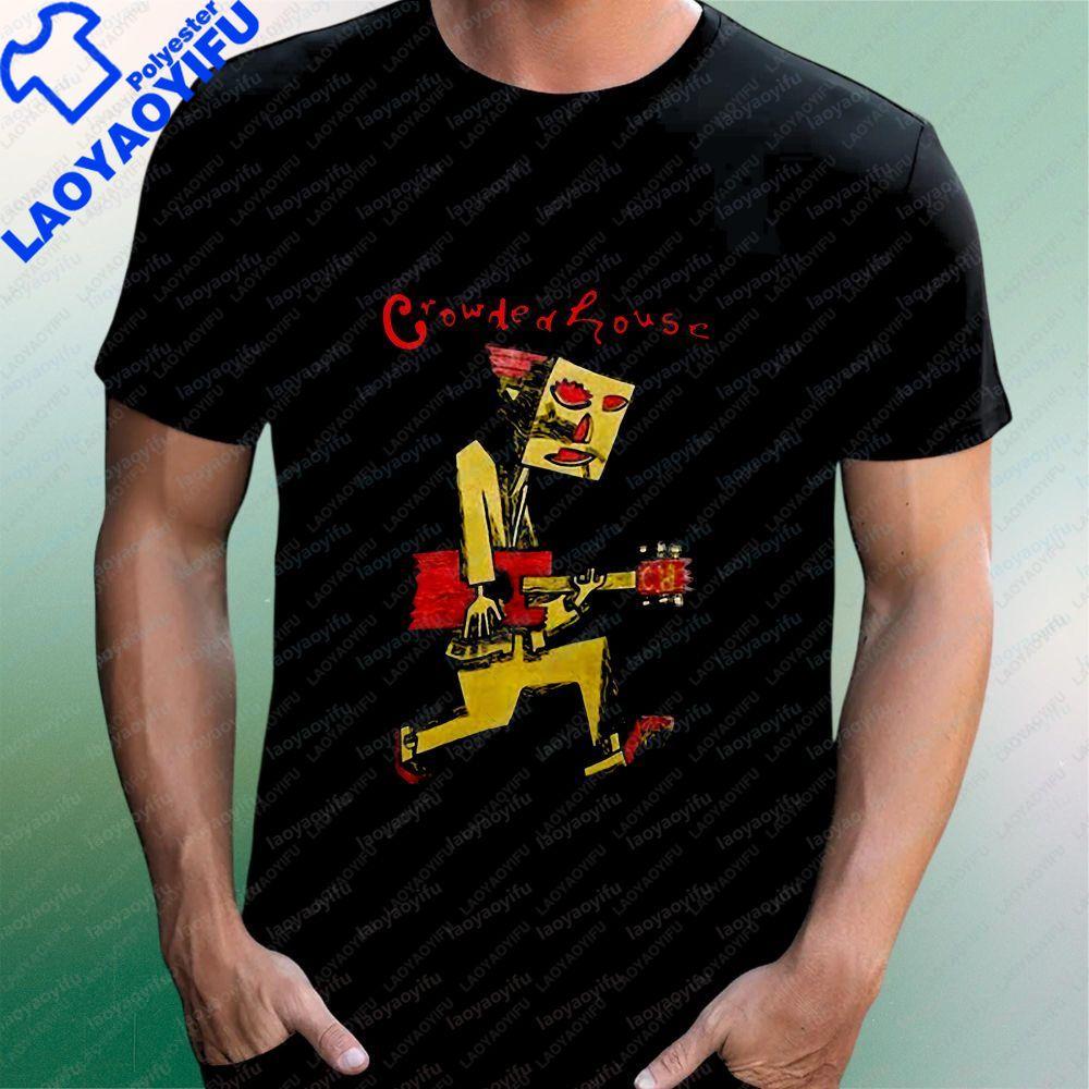 Crowded House Rock Bands Vintage Pirated Style New Product Printed Tshirt for Both Unisex and WoUnisex with A Round Neckline