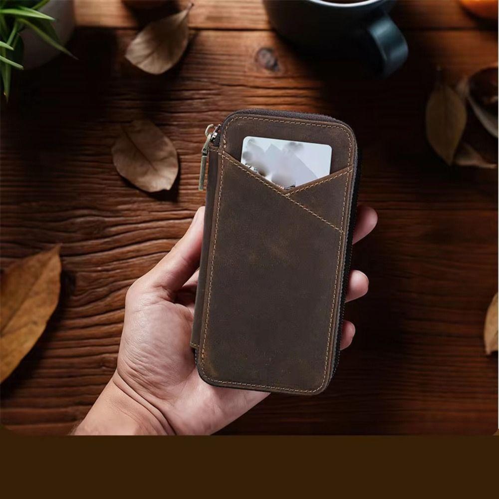 Vintage Style Genuine Leather Pencil Case Handmade Leather Pen Case Student Stationery