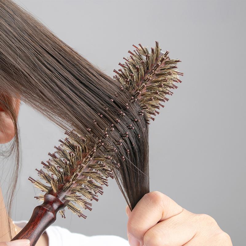 Straight Twill Hair Round Roller Wood Hair Brush Boar Bristle Nylon Hair Comb Anti Static Brush Blowing Curling Diy Hairdressing