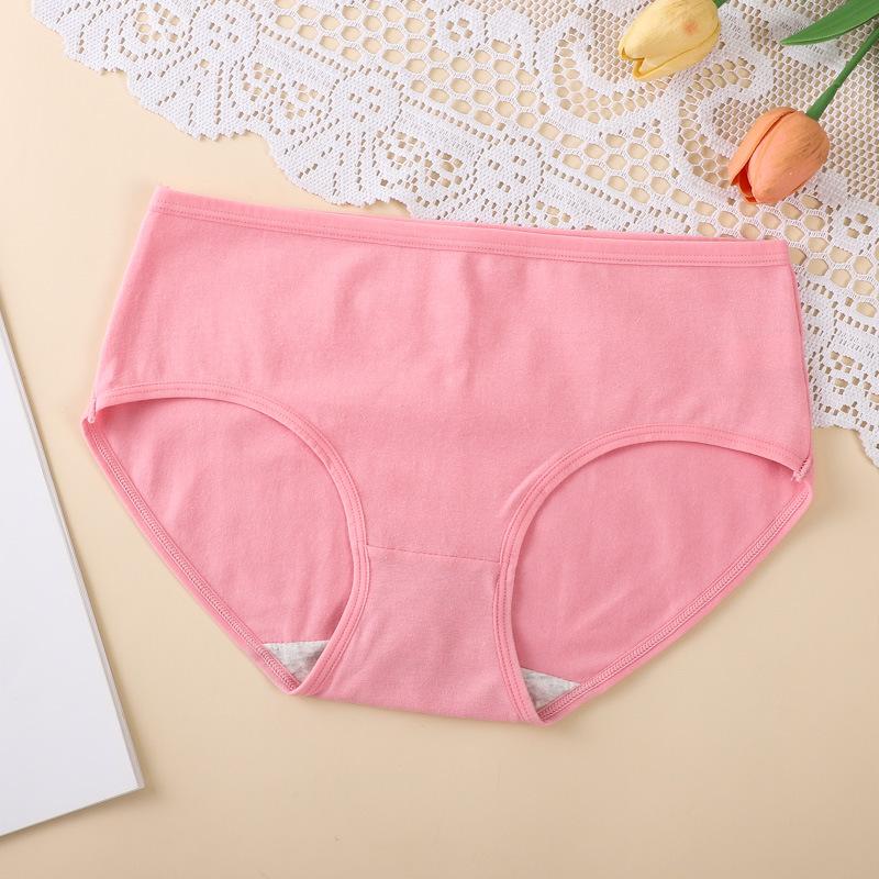 Женские трусы-стрейч со средней талией, большие размеры, нижнее белье из чистого хлопка, утягивающее бедра, полностью хлопковые трусики-треугольники с промежностью