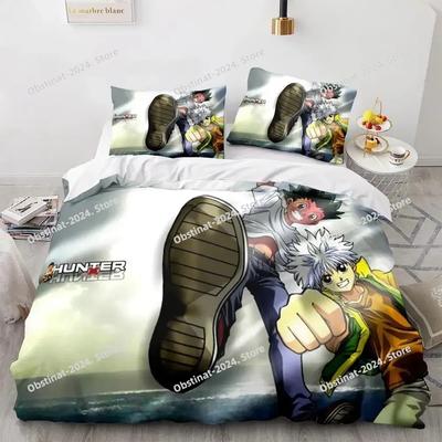 HUNTER×HUNTER Постельный комплект Односпальный Полуторный Двуспальный Кингсайз Комплект для кровати Взрослый Детский Спальня Комплекты пододеяльников Комплект постельной мебели спальня