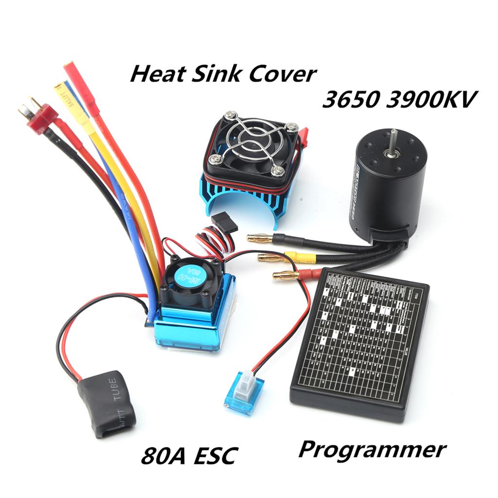 Бесщеточный двигатель 3650, 3900KV с бесщеточным радиатором ESC 120A, карта программирования для радиоуправляемого автомобиля 1/8/1/10