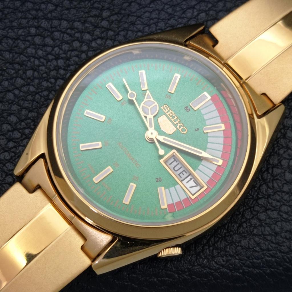VINTAGE REFURBISHED SEIKO 5 AUTOMATIC 6309A JAPAN MENS GREEN WATCH a440801-4