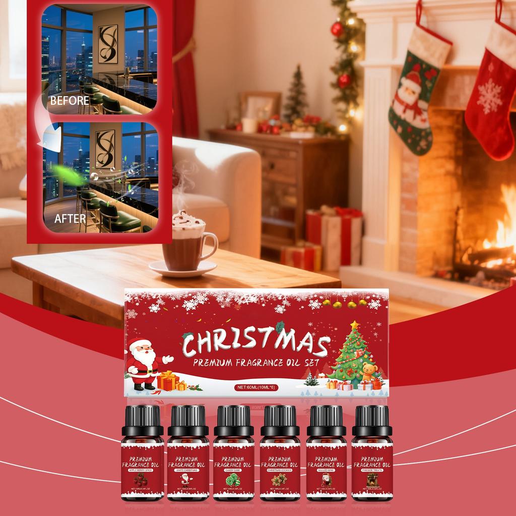 Рождественский набор аромамасел премиум-класса из 6 ароматов для дома, праздника и подарка, натуральный аромадиффузор, 60 мл