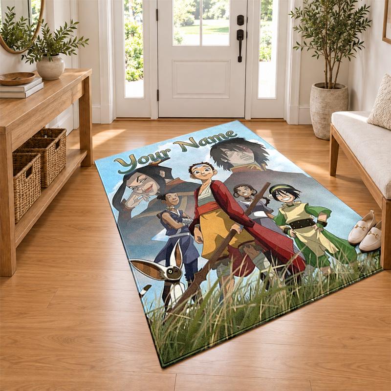 Avatar The Last Airbender Custom Name Personalized Rug Non‑Slip Doormat Floor Carpet Housewarming Birthday Gift for Family Friends