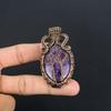 Amethyst Pendant Gemstone Jewelry, 999 Copper Wire Wrapped Pendant, Gift For Women Handmade Pendant